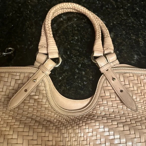 Cole Haan Genevieve Tan Woven Tote EUC - Picture 6 of 13